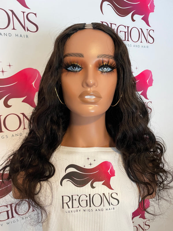 V-Part Body Wave , 18 inch, Human Hair, color 1B