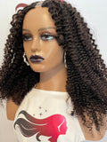 V-Part Kinky Curly, 20 Inch 180% density, 1B Color